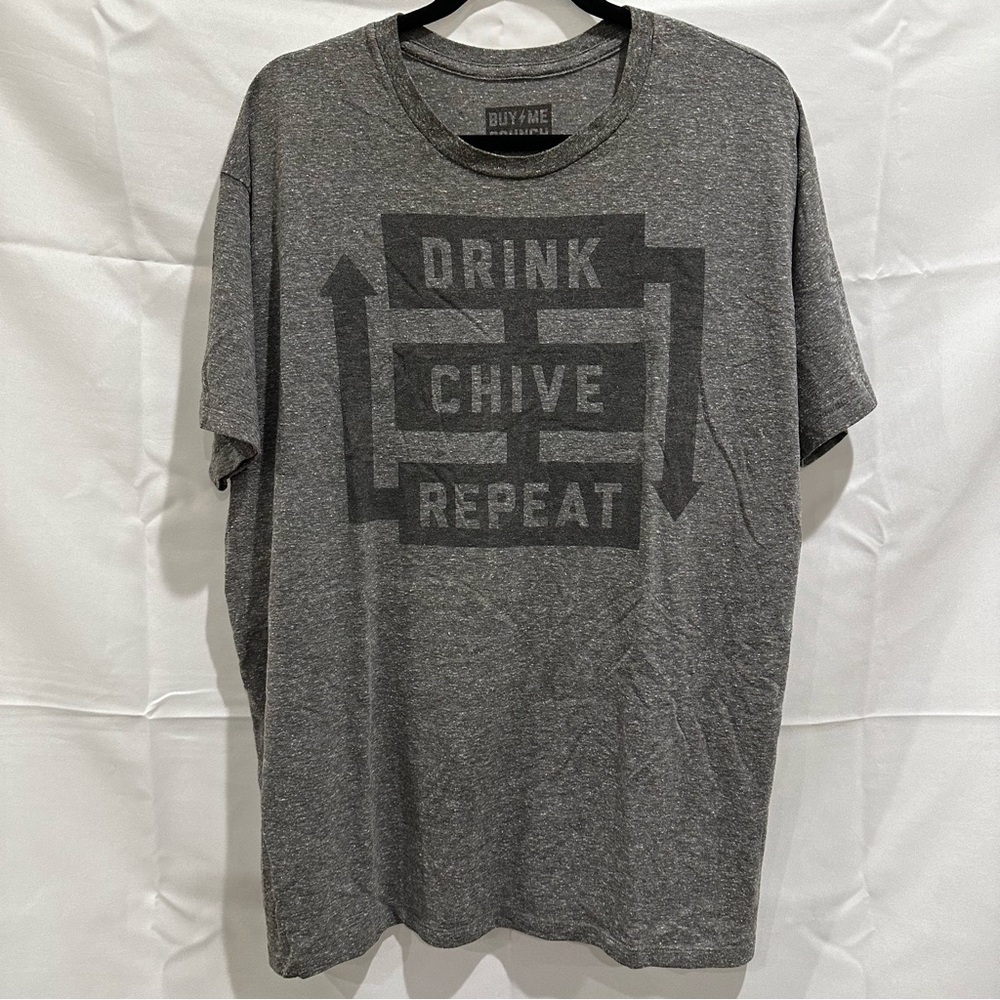 Buy Me Brunch “DRINK CHIVE REPEAT” Dark Gray Graphic Tee